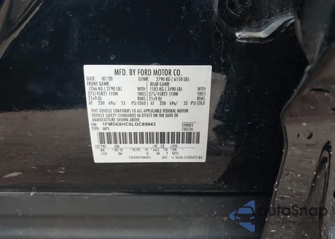 2020 Ford Explorer Platinum from USA, damaged, VIN 1FM5K8HC6LGC89843